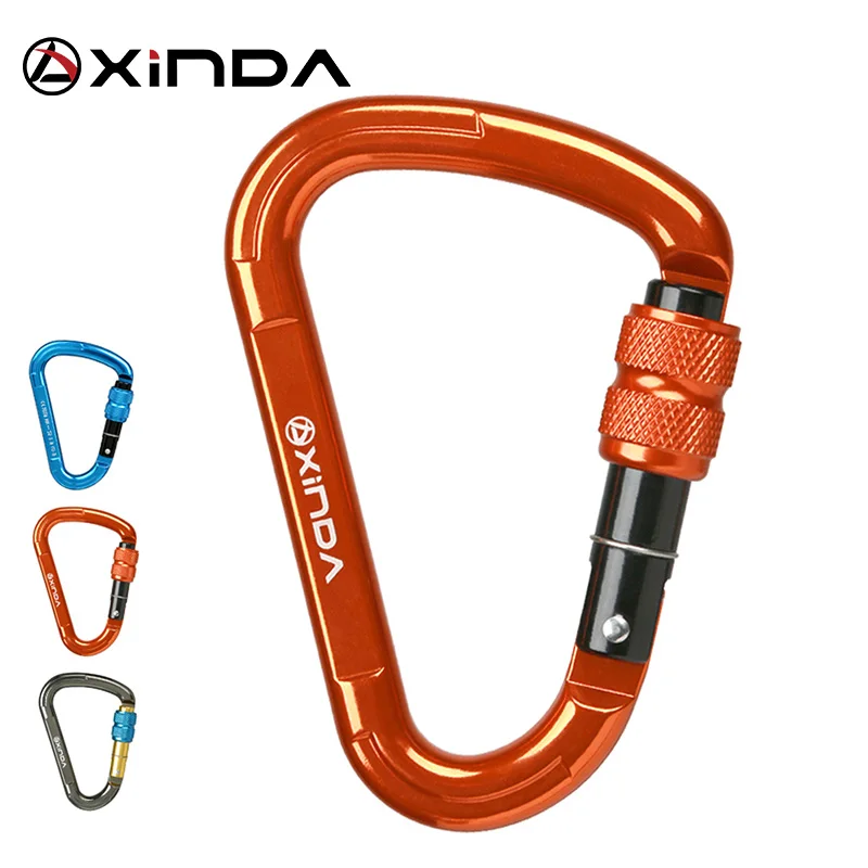 

XINDA Outdoor Rock Climbing 25KN Safety Connector Lock Pear-Shape Screw Gates Buckle Carabiner Survive kits Outdoor Equipment