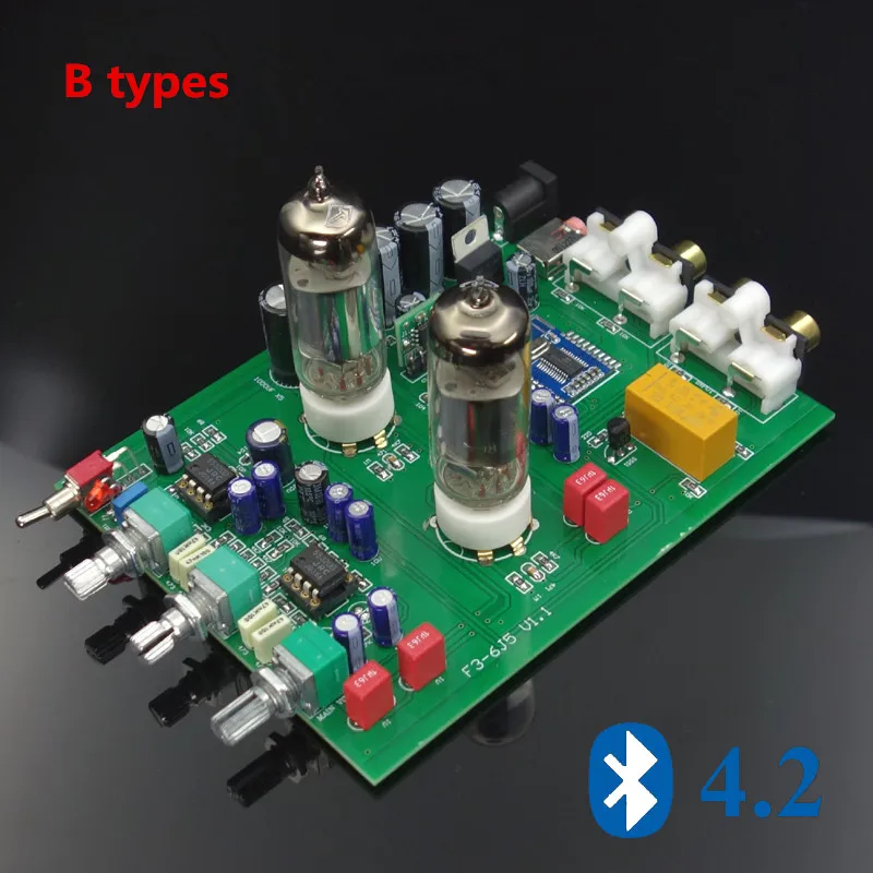 DC12V NE5532 + 6J5 Bluetooth 4.2 Fever level 2 tone Treble bass adjust Tube preamp preamplifier amplifier