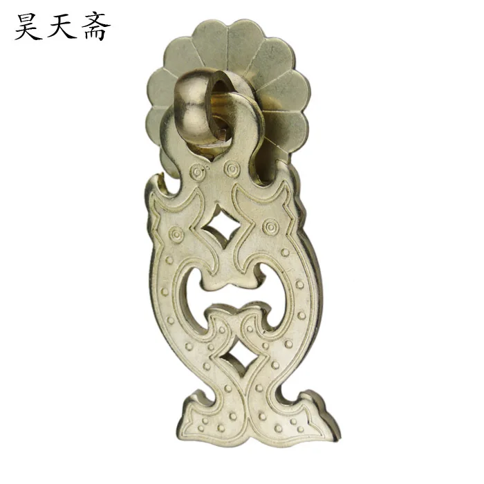 [Haotian vegetarian] antique Chinese Ming and Qing furniture door drawer handle HTE-194 nickel alloy trumpet Ssangyong