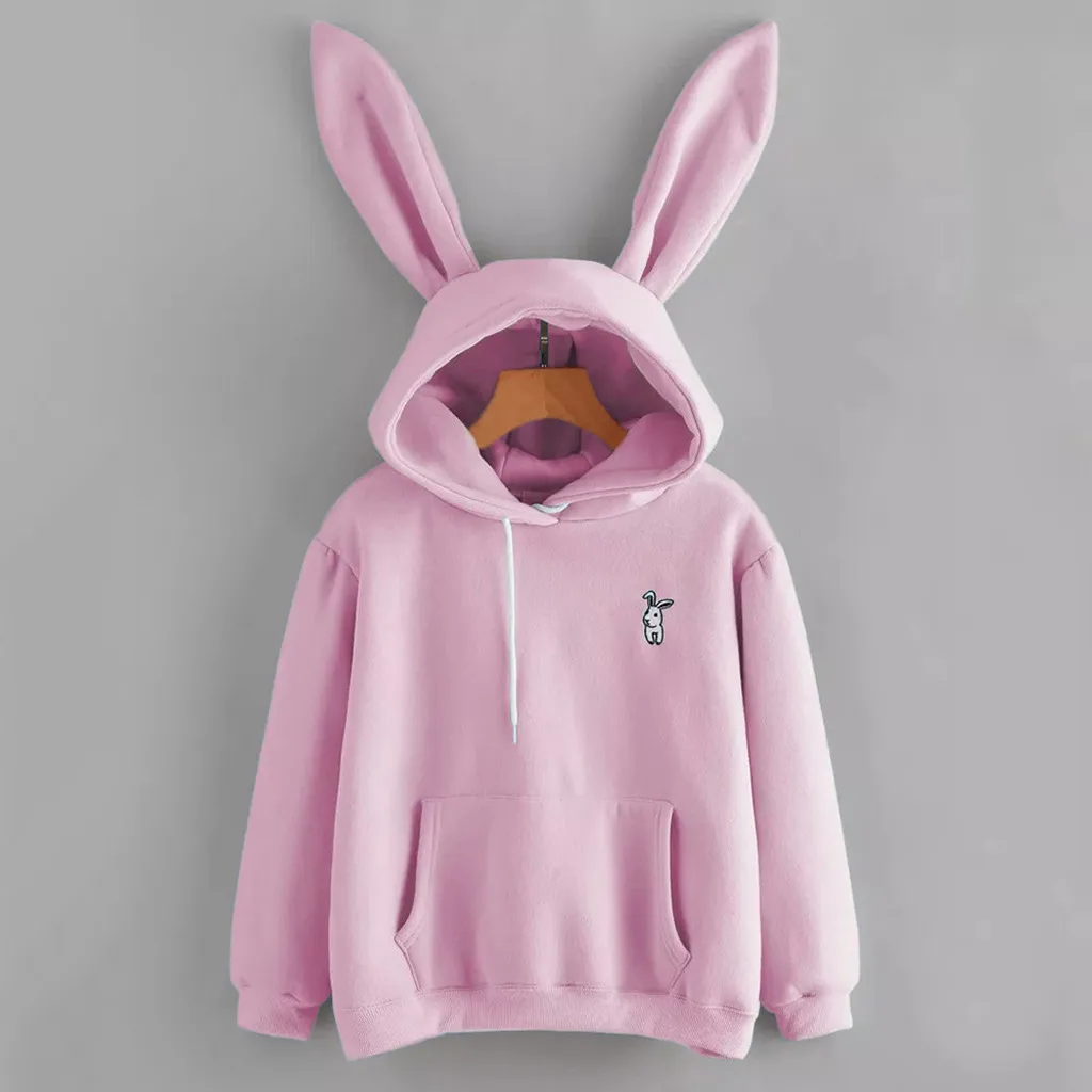 kawaii Hoodies Women Girl Sweatshirt 2021 Cute Bunny Ear Pullover Autumn Winter Casual long sleeve ladies top sudadera mujer