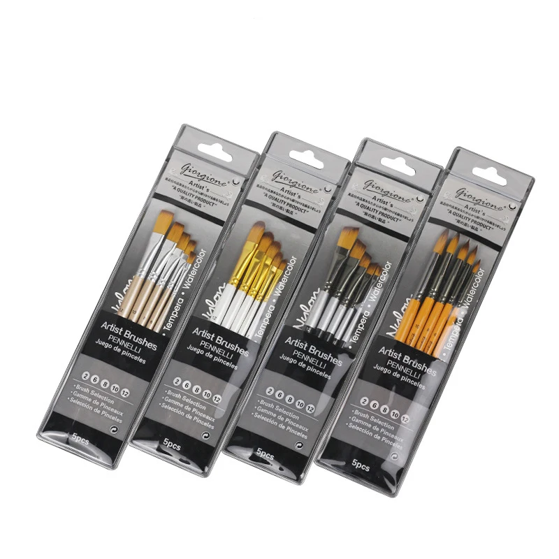 Watercolor gouache painting brush high quality nylon hair 5 pcs art painting pen set Student art supplies Painting material