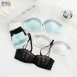 Marca JYF, conjunto de ropa interior de encaje Sexy de lujo francés, conjunto de sujetador ultrafino de 1/2 taza, conjuntos de bragas de lencería cómoda para mujer Sexy