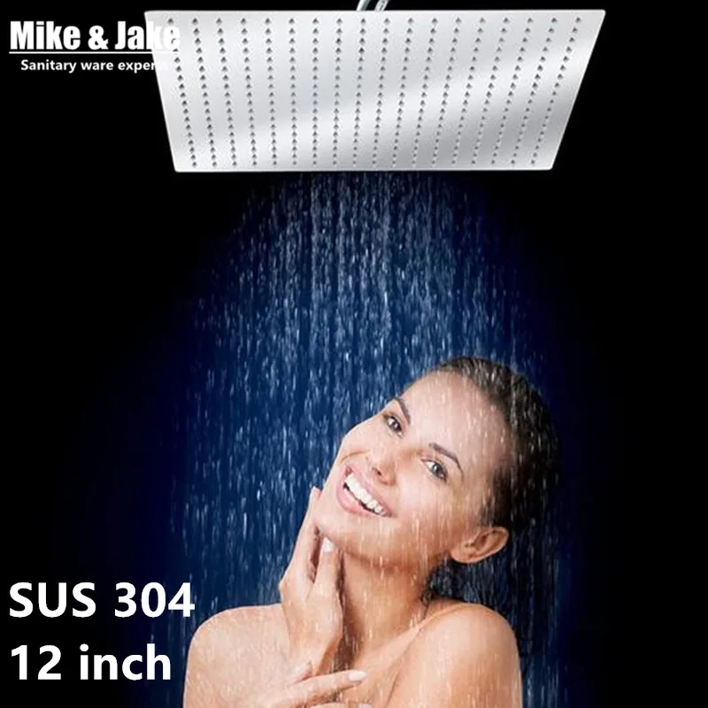 

300*300 mm SUS 304 Square rain head shower 12 inch Rain shower head super thin Stainless steel shower Bathroom shower head