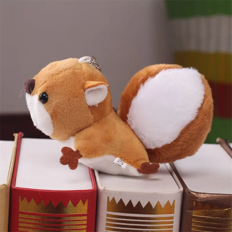 

14CM Plush Fur Pompom Squirrel Key Chain For Woman Toy Keychain On Bag Car Trinket Wedding Party Kids Gift
