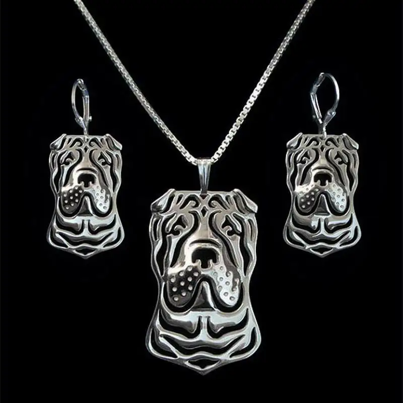 

Women's Chinese Shar Pei Jewelry Set Lovers Alloy Pet Dog Jewelry Set