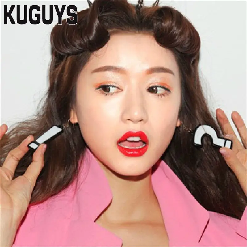 KUGUYS White Fashion Acrylic Dangle Drop Earrings for Women Classic Jewelry Question Mark Exclamation Point Music Festival Gift