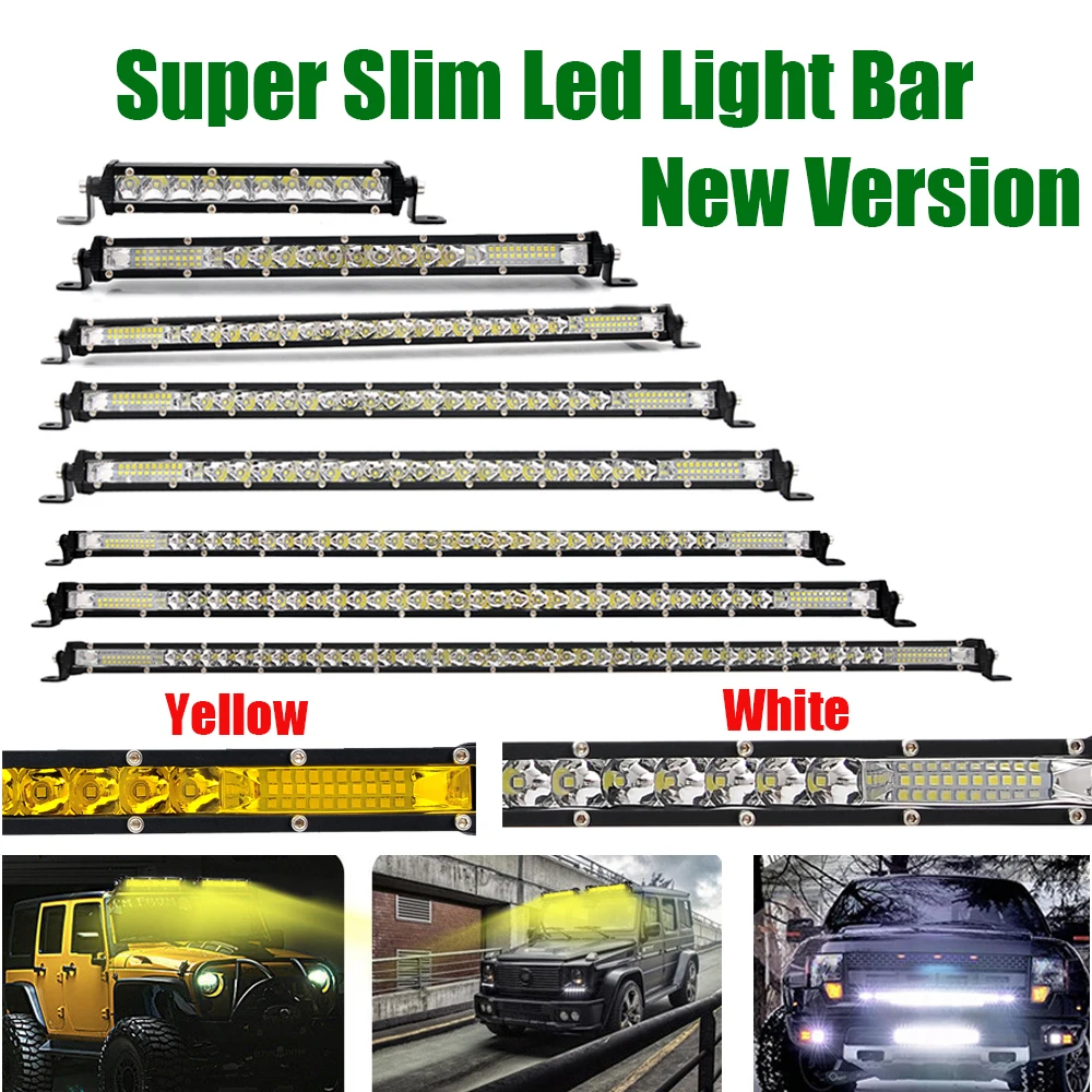 

7/13/20/25/32/38/45/50 inch Single Row Slim LED Work Light Bar Spot Flood Combo Lamp For Car Offroad Truck Boat 4X4 ATV SUV UTE