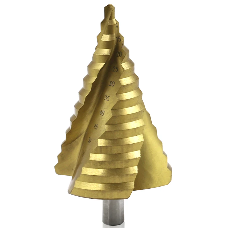 Broca escalonada de acero y Metal con forma de Pagoda, broca cónica de agujero, vástago triangular HSS 3R en espiral, 6-65mm
