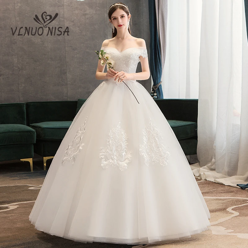 Vlnuo nisa ชุดแต่งงานลูกไม้ปักลายแบบเรียบง่ายสง่างามชุดเดรส vestidos De Novo ชุดเดรสสำหรับเจ้าสาว