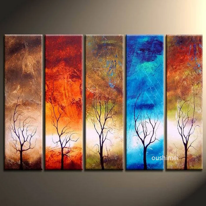 

Hand Painted Modern Tree Picture On Canvas Abstract Landscape Oil Painting Handande Living Room Wall Decor Art Hang Paintings