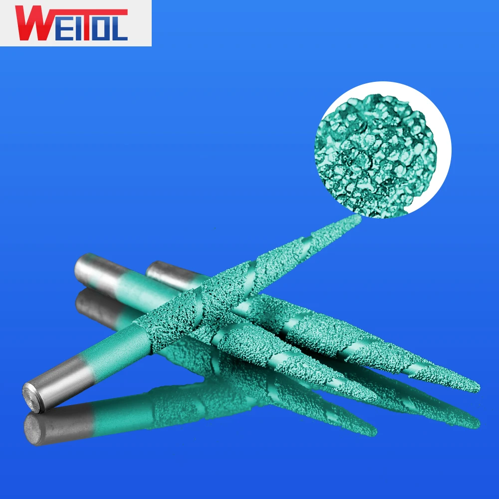 WeiTol 1 piece 12mm taper stone cutter bits Vacuum brazed stone bits granite carving tools stone milling cutters