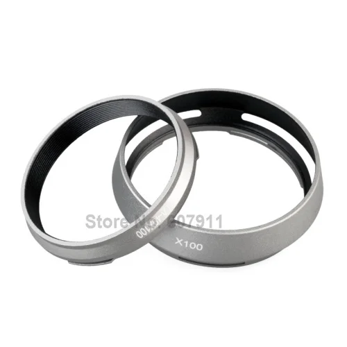 Black Sliver LH-JX100 Lens Hood + LA-49X100 Adapter Ring For FUJIFILM Fuji Finepix X100 X100s