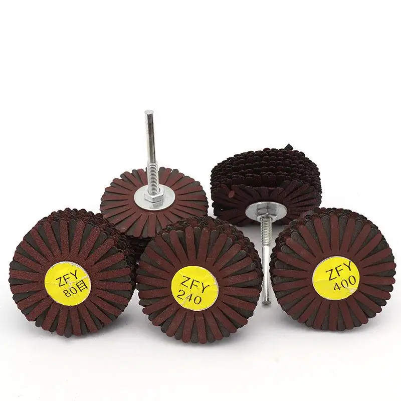 

80*6mm 20 Layers Shaft Mounted Emery Wire Grinding Wheel Radial Abrasive Polishing Brush For Wood Irregular Surface Finish