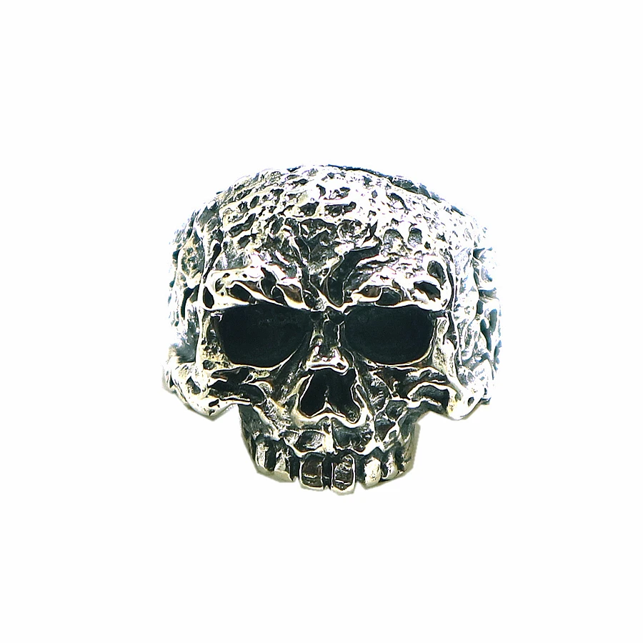 Size 7 To Size 15 Unisex 925 Silver Cool Punk Gothic Evil Demon Flaming Biker Skull Ring