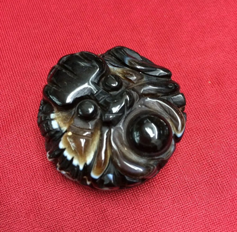 

Magic Power Collectible Tibetan Onyx Dragon King Heaven Eye Pendant Talisman Carving LLsCarving Talisman Treasure