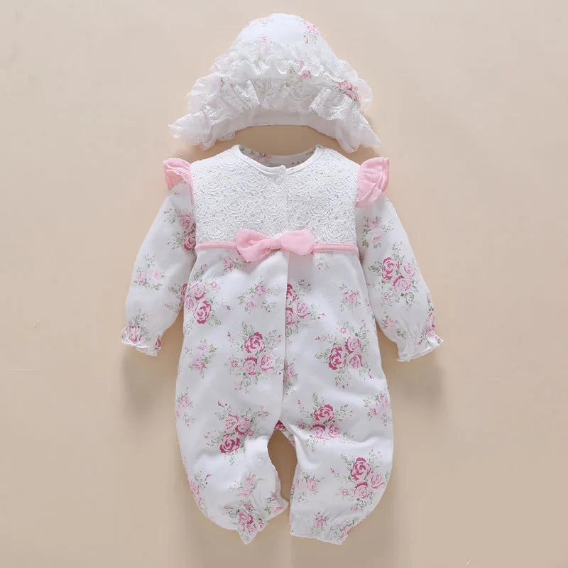 newborn baby girl clothes cotton vintage flower lace princess little girls infant rompers jumpsuit baby clothing 0-3 6 9 months