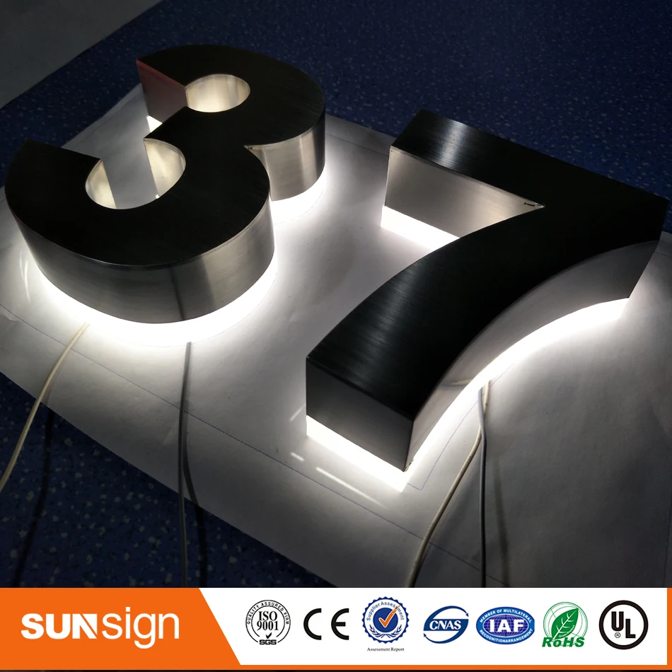 H 15cm Backlit metal face & no back panel led lighting illuminated letter