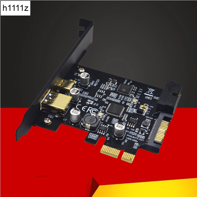 

H1111Z USB 3.0 PCI-E Expansion Card Adapter External USB3.0 Port + 2.4A Fast Charge Internal 19pin Header SATA Power PCI-E Card