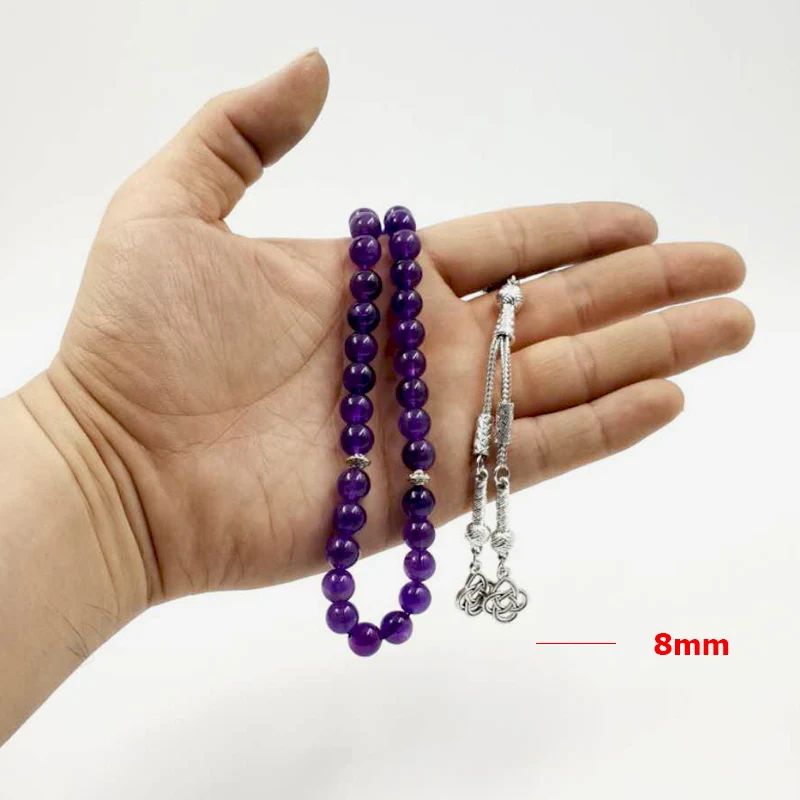 Natural Amethysts Stones Tasbih Everything is new beads bracelets for women rosary Muslim 33 prayer beads March 8 Jewelry gift