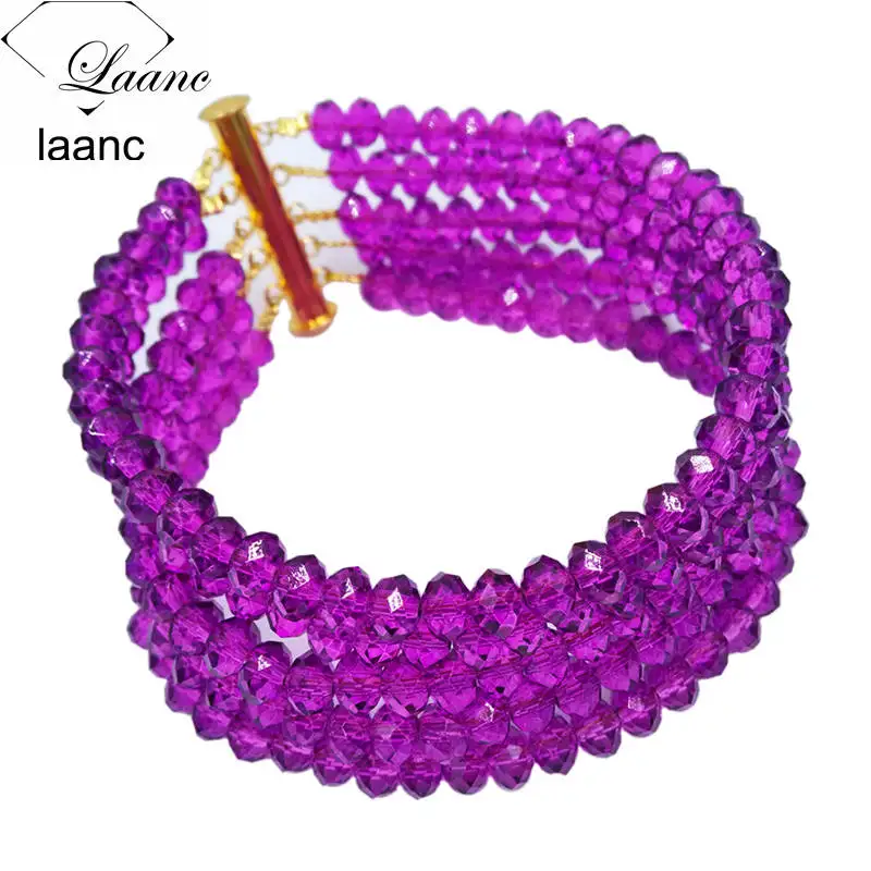 Brand Laanc African Beads Purple Jewelry Set Nigerian Wedding Necklace Bridal Jewelry Sets 10R3H019