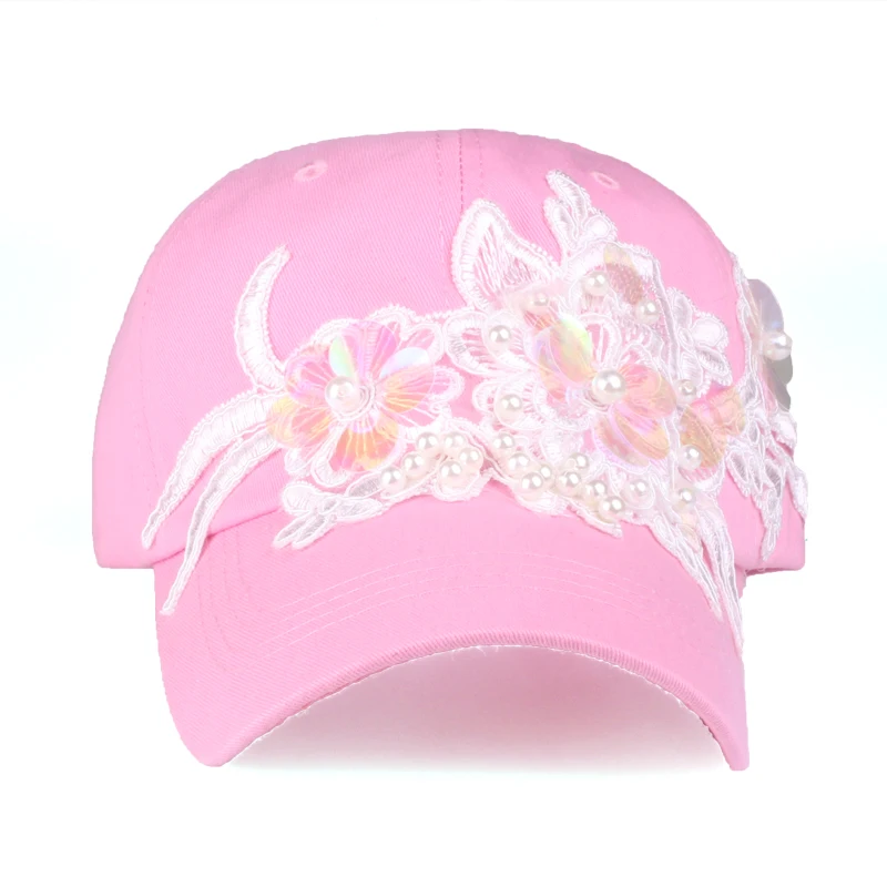 [YARBUU]Brand cap high quality new style baseball cap for women Beaded Flower cotton caps hip hop girl's snapback hat wholesale