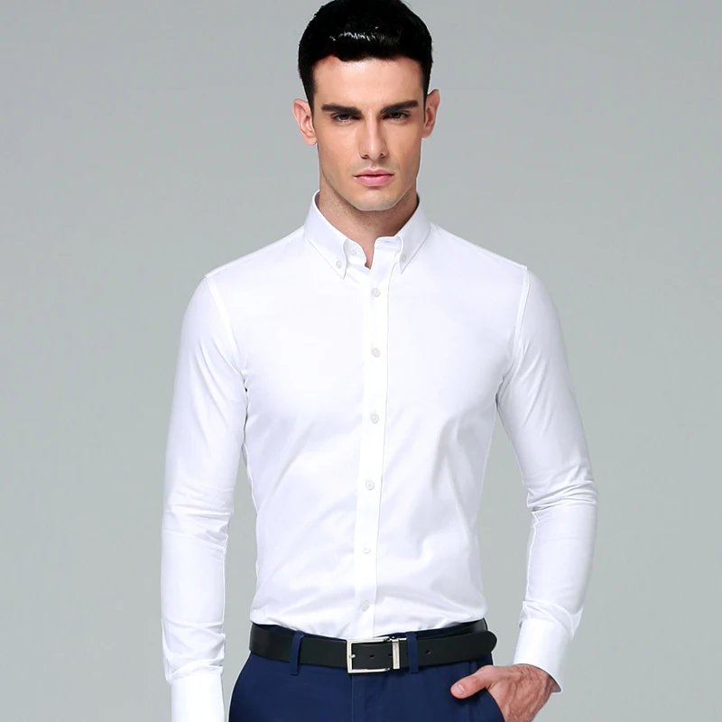 Brand New High Quality Regular Fit Shirt For Men Cotton Blend Long Sleeves Dress Business Casual Masculina Camisas