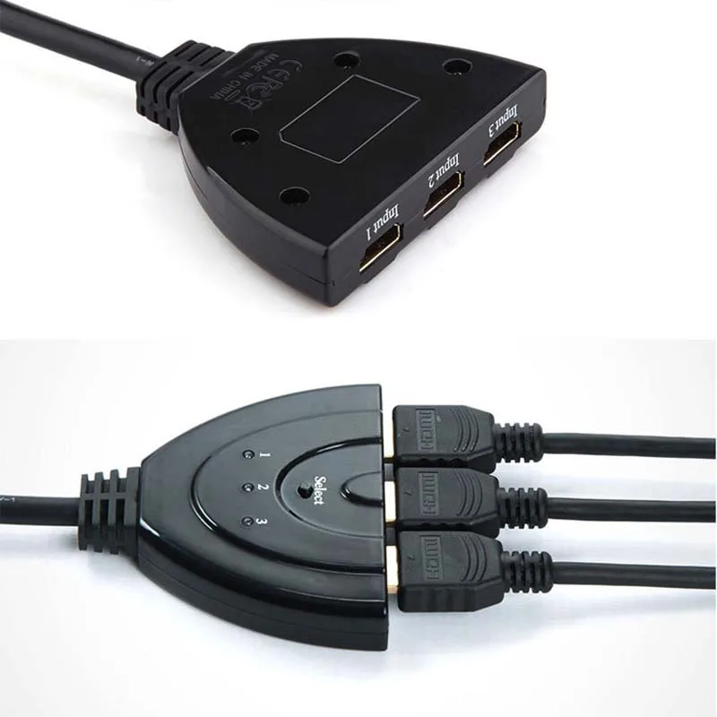 عالية الجودة HDMI Hub 3 Port 1080P ثلاثية الأبعاد HDMI الجلاد موزع فصل المحور مع كابل لتلفزيون الكمبيوتر