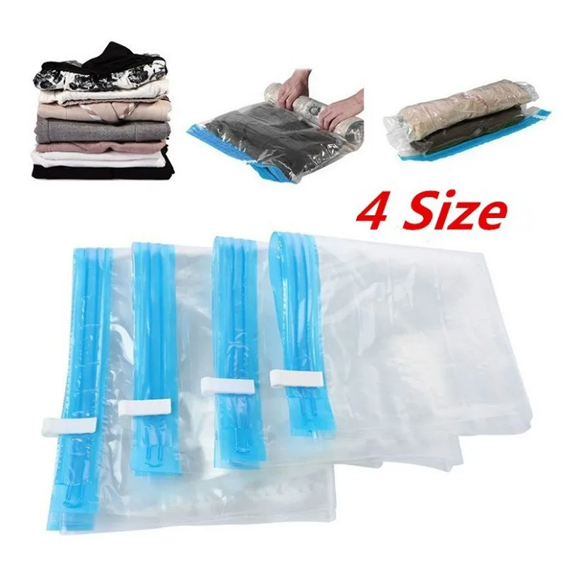 Roll-Up Compression Vacuum Storage Bags Foldable Travel Space Saver Bags Plastic Compressed Home Clothes Storage Bags 50*70cm