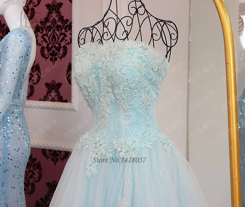 Vestidos de 15 anos Princesa Cheap Light Blue Quinceanera Dresses 2017 Sweet 16 Dresses Debutante Gown Lace Prom Pageant Dress