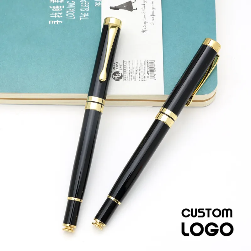 

1pc 0.5mm Classic Business Office Metal Gel Pens Carbon Signature Pen Customer Gift Student Stationery Pen Custom Lettering Logo