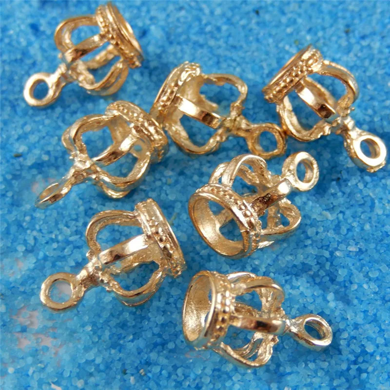 20PCS Gold Color Alloy Hollow Stereo 3D Crown Pendant Charms Jewelry Necklace Key Chain Accessory   14*9*9MM 39239