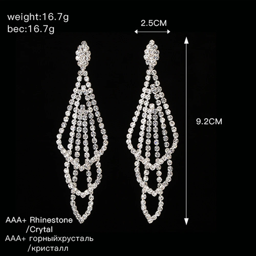 YFJEWE Full Crystal Women Wedding Elegant Party Accessories Long Drop Earrings Jewelry Female Classic Dangle Earrings E469