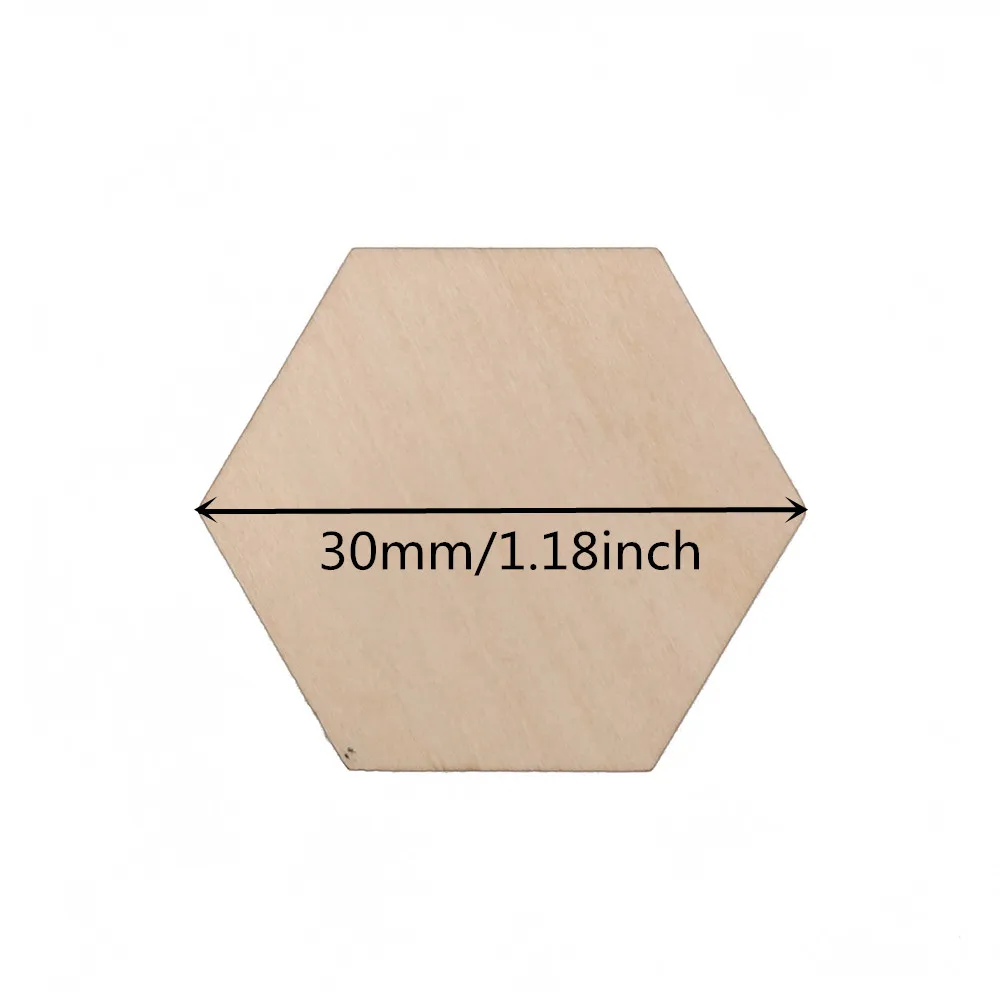 50pcs 30mm 1.18inch Wood Hexagon Cutout Shapes Unfinished Wood Mosaic Tile DIY Craft Supplies Wedding Decor