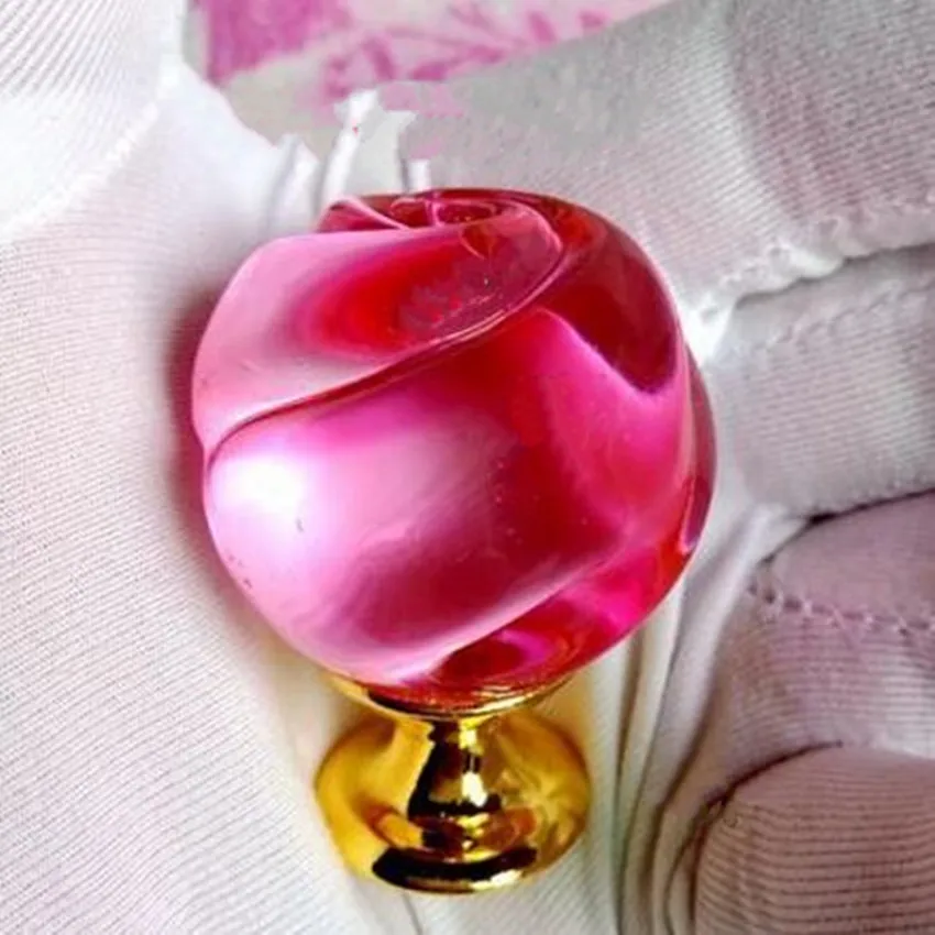 Boutons de meuble de luxe en cristal rose, rouge, vin rouge, violet, rose, pour tiroir, armoire, argent, doré, poignée de porte de commode