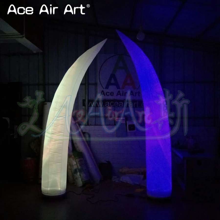 Standing LED Decoration Inflatable Lighting Tusk with Base for Wedding or Music Party