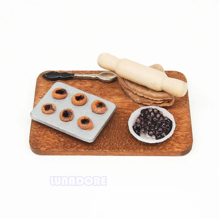 Odoria 1:12 Miniature Food Cooking Blueberry Pie Scene Set Baking Bakeware Bakery Kitchen Dollhouse Accessories Doll House Decor