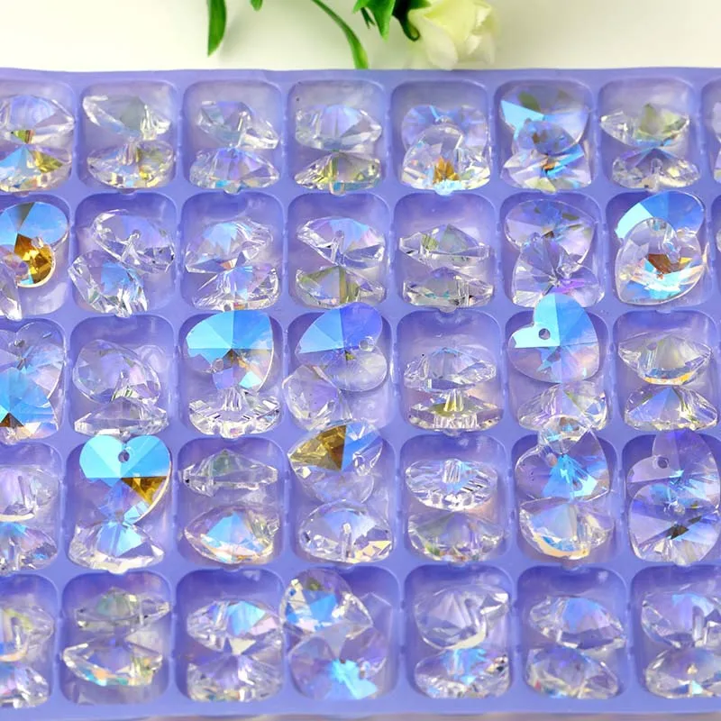 1000pcs/lot 14mm Clear AB Crystal Glass Heart Shape Beads For Wedding Party for Table decoration and beautification.