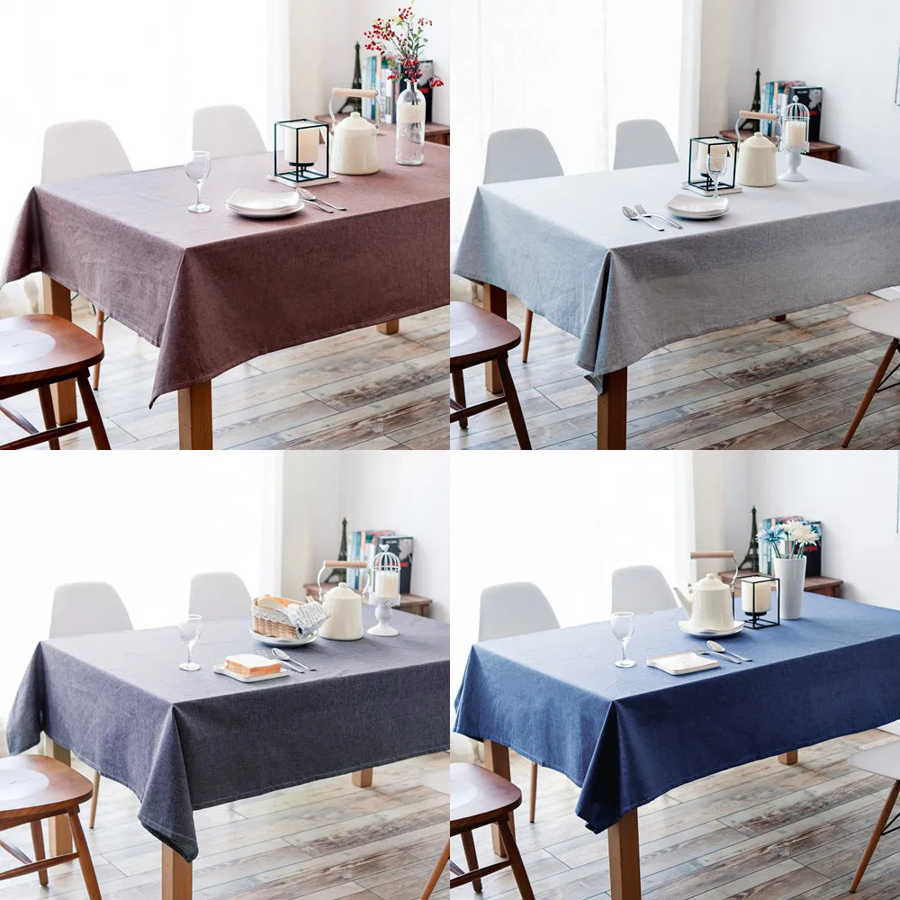 Table Cover Rectangular Tablecloth Elegant Home Decoration Solid Color Kitchen Home Dining Stain-resistant Linens Table Cloth