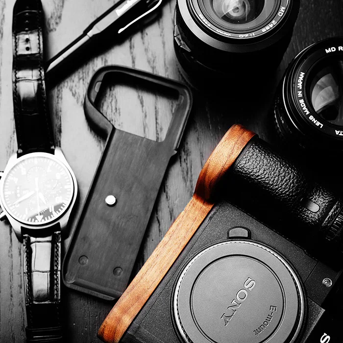 วอลนัทไม้ Hand Grip แผ่นสำหรับ Sony A9 A7m3 A7RIII ILCE-7RM3 A7R MKIII