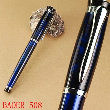 BAOER 508 blue and silver polished M nib fountain pen