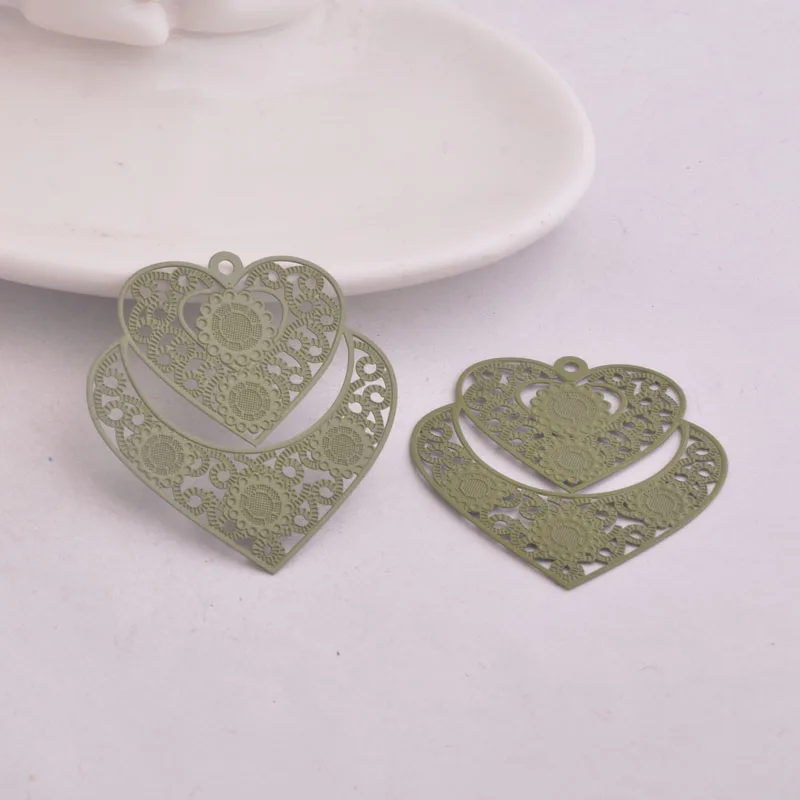30 Stück AA3791 38*42mm Große Herz-Charms mit Prägung aus Messing Metallherzen Schmuckzubehör – Detail 9