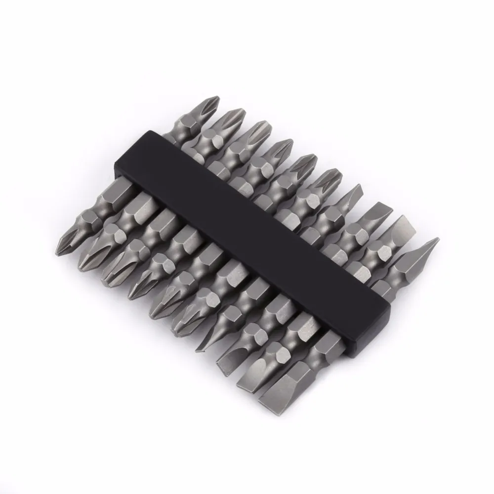 

10pcs Phillips Slotted Pozidriv 65mm S2 Alloy Steel Magnetic Double Head Electric Screwdriver Bits Tool