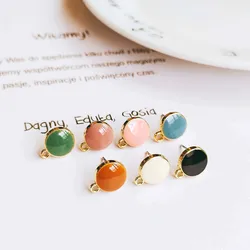 Enamel Alloy Round Stud Earring Components Eardrop Simple Color Style for Women DIY Jewelry Accessories Handmade Materials 10pcs