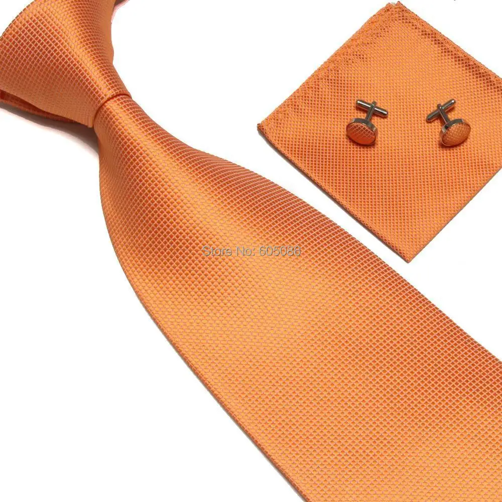 

HOOYI 2019 cheap polyester men's neck tie set necktie hanky cufflinks