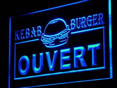 i868 Ouvert Kebab Burger Enseigne Lumineuse Decor Neon Light Signs On/Off Swtich 20+ Colors 5 Sizes