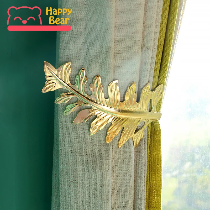 

1 pair home Copper Art Curtain Tieback Leaf Shape Curtains Decorative Accessories Home Curtain Accessories for Window