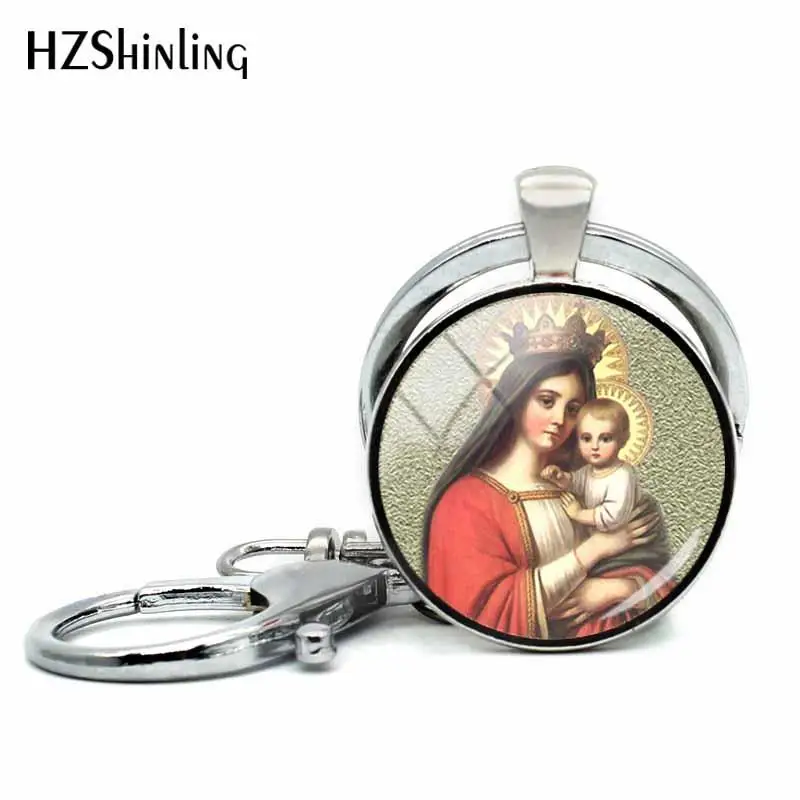 2018 New The Virgin Mary Of Guadalupe Keyring Mother Of Jesus Key Chain Glass Dome Keyrings Printed Photo Jewelry For Woman HZ5