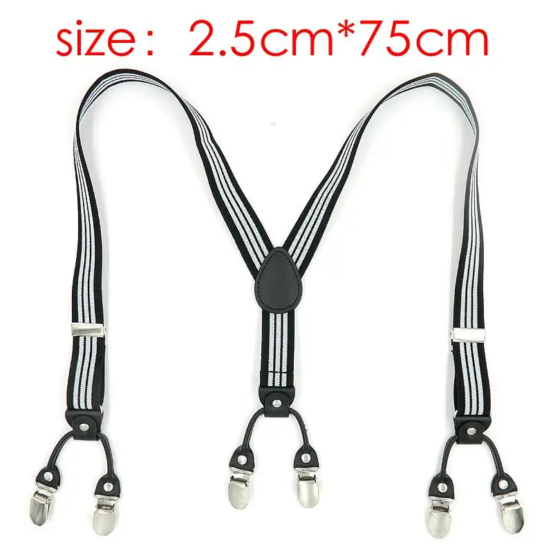 Yienws Braces for Children 6 Clip Button Pants Strap Boys Suspenders Fashion Striped Ligas Bretels Kinderen 2.5*75cm YiA079