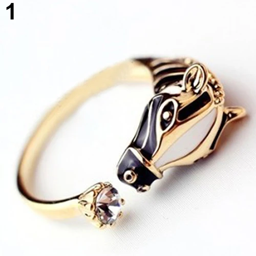 Hot Animal Fashion Rings Horse Head Crystal Women\'s Adjustable Ring Fashion Jewelry  6Y2I 7FS5 BCWR