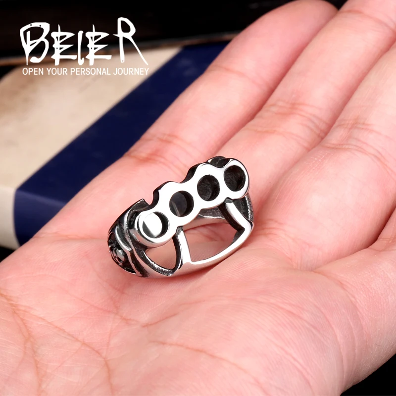 Beier 316L Stainless Steel Ring High Polish Top Quality Fashion Jewelry Fist Skull Punk Men Ring LLBR8-027R